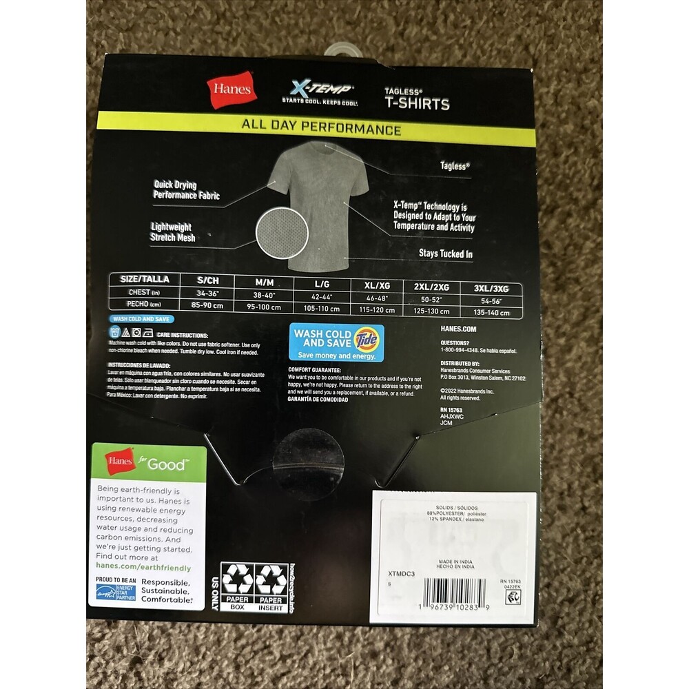 Hanes X- Temp Mens T-shirts All‎ day Performance Breathable mesh size S 3 pack - Picture 2 of 2